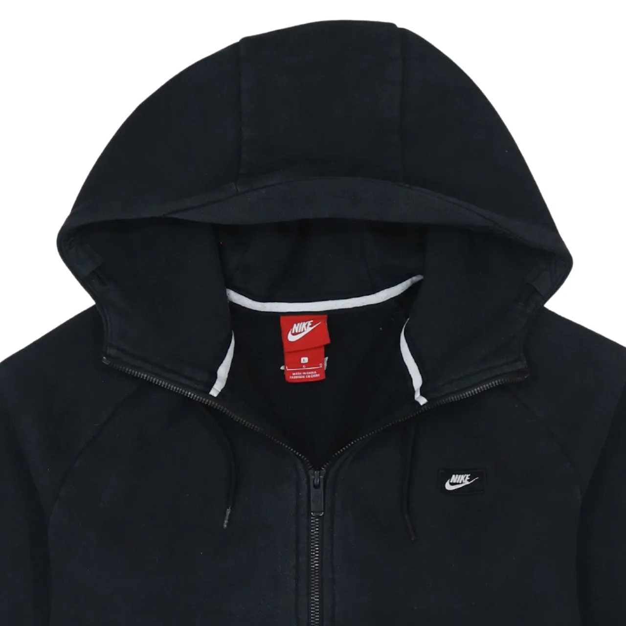 Nike Black Full Zip Hoodie Women’s Large Embroidered Swoosh Split Pocket Fleece Sweatshirt sold by Vintage Club product image thumbnail 3