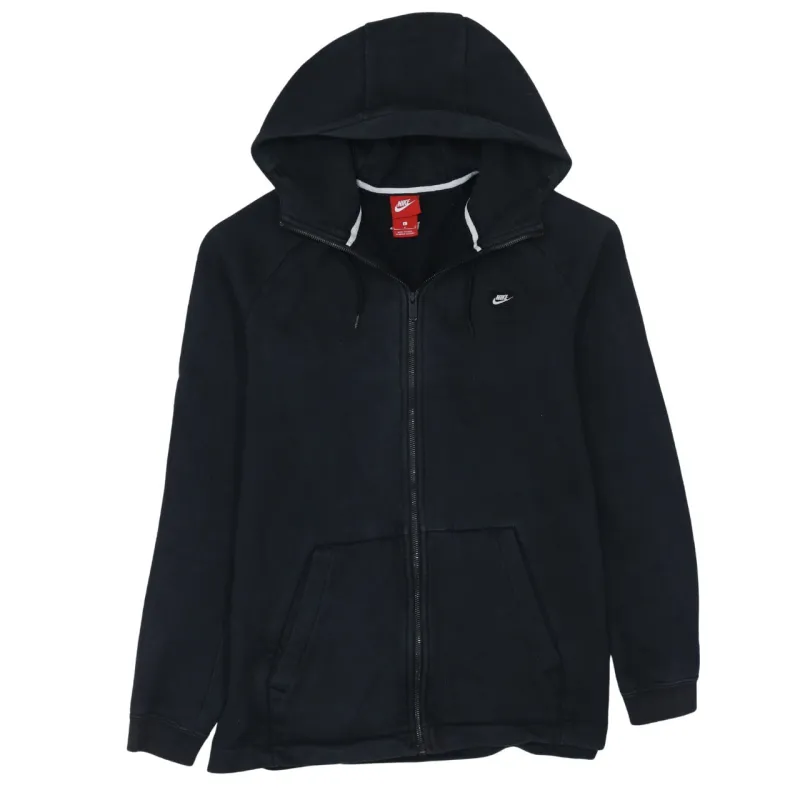 Nike Black Full Zip Hoodie Women’s Large Embroidered Swoosh Split Pocket Fleece Sweatshirt sold by Vintage Club