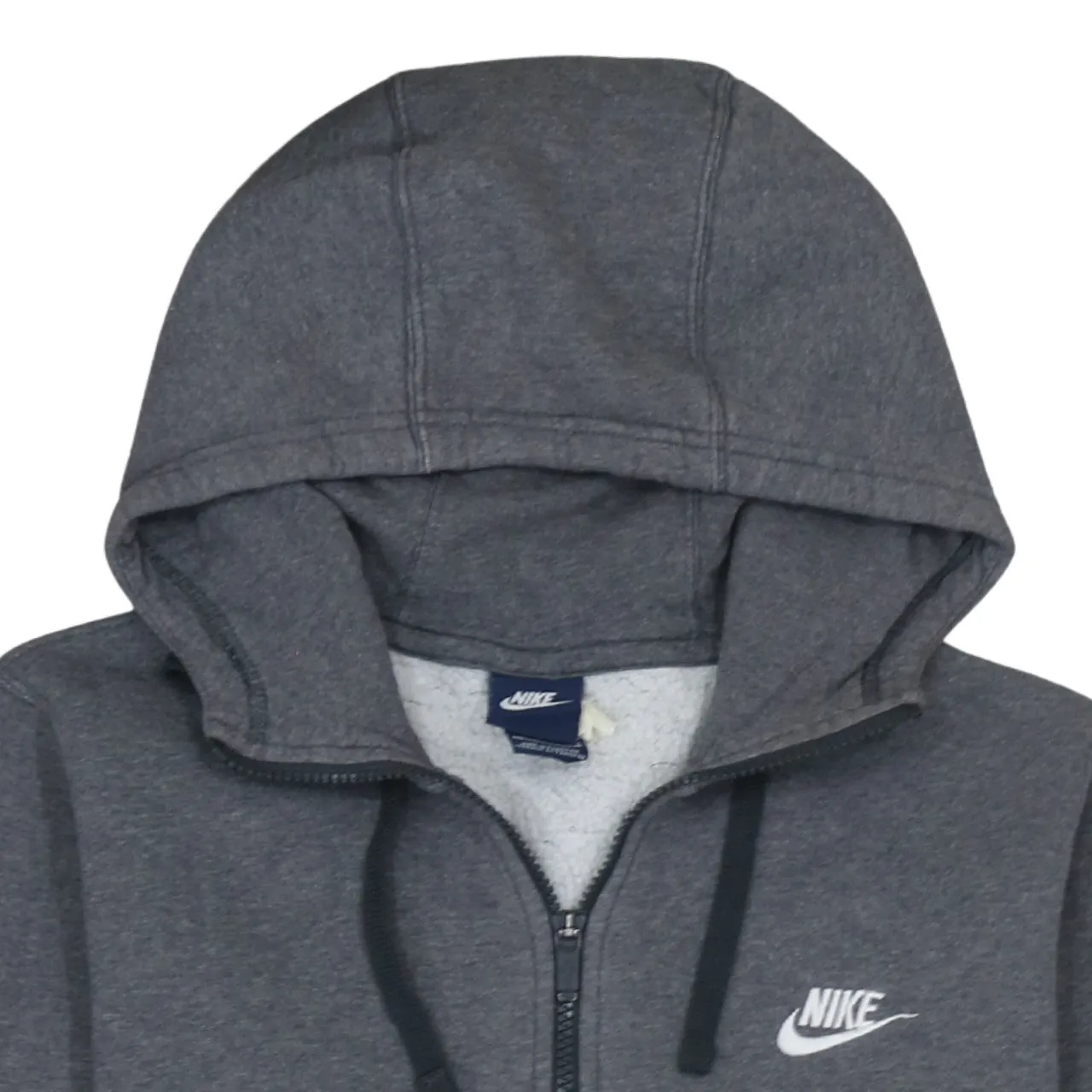 Nike Dark Grey Full Zip Hoodie Men's Small Embroidered Swoosh Split Pocket Fleece Sweatshirt sold by Vintage Club product image thumbnail 3