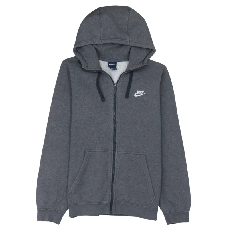 Nike Dark Grey Full Zip Hoodie Men's Small Embroidered Swoosh Split Pocket Fleece Sweatshirt sold by Vintage Club