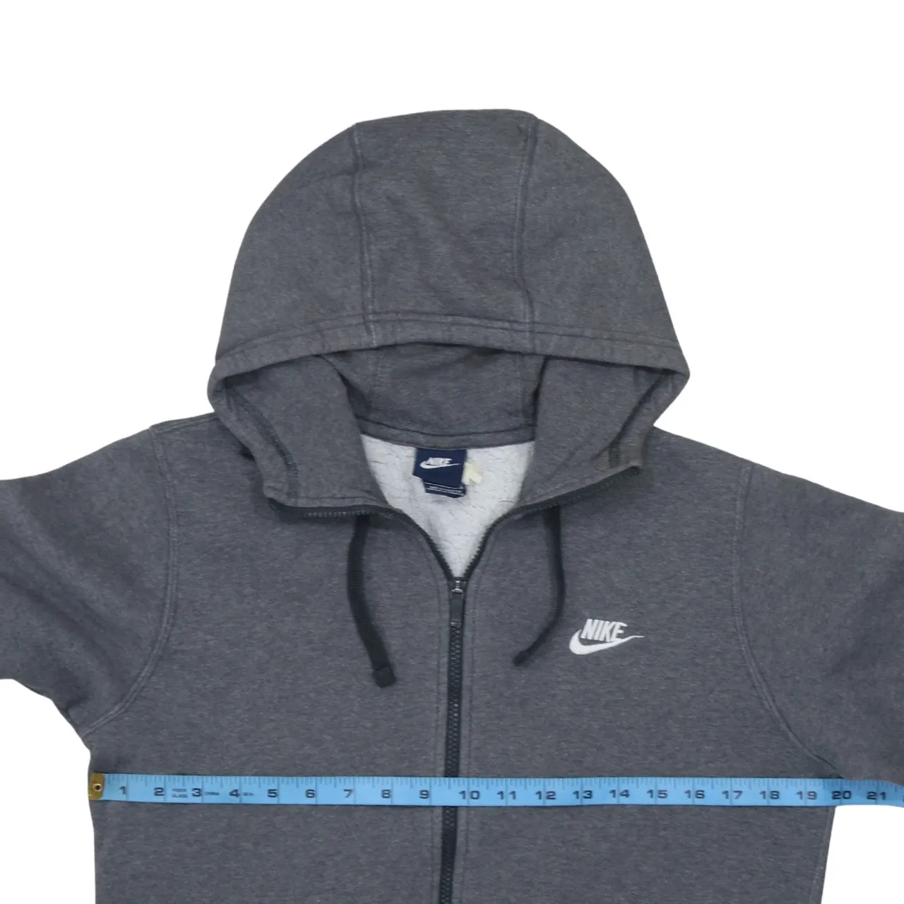 Nike Dark Grey Full Zip Hoodie Men's Small Embroidered Swoosh Split Pocket Fleece Sweatshirt sold by Vintage Club product image thumbnail 5