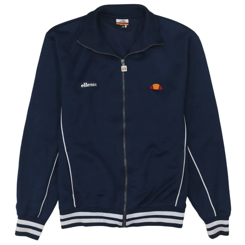 Ellesse Navy Blue Track Jacket Men's Medium Embroidered Chest Logos Stripe Trim Zip Top sold by Vintage Club
