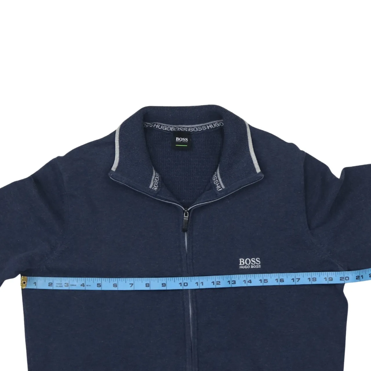 HUGO BOSS Navy Blue Full Zip Sweatshirt Women’s Large Embroidered Logo Funnel Neck Jumper sold by Vintage Club product image thumbnail 5