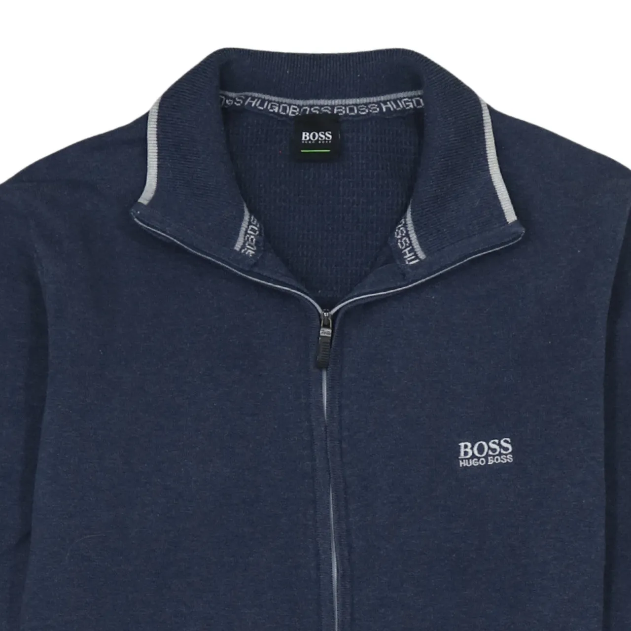 HUGO BOSS Navy Blue Full Zip Sweatshirt Women’s Large Embroidered Logo Funnel Neck Jumper sold by Vintage Club product image thumbnail 3