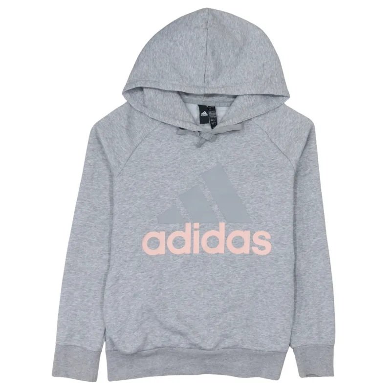 Adidas Light Grey Hoodie Women’s Small Printed Logo Raglan Sleeves Pullover Sweatshirt made by Adidas