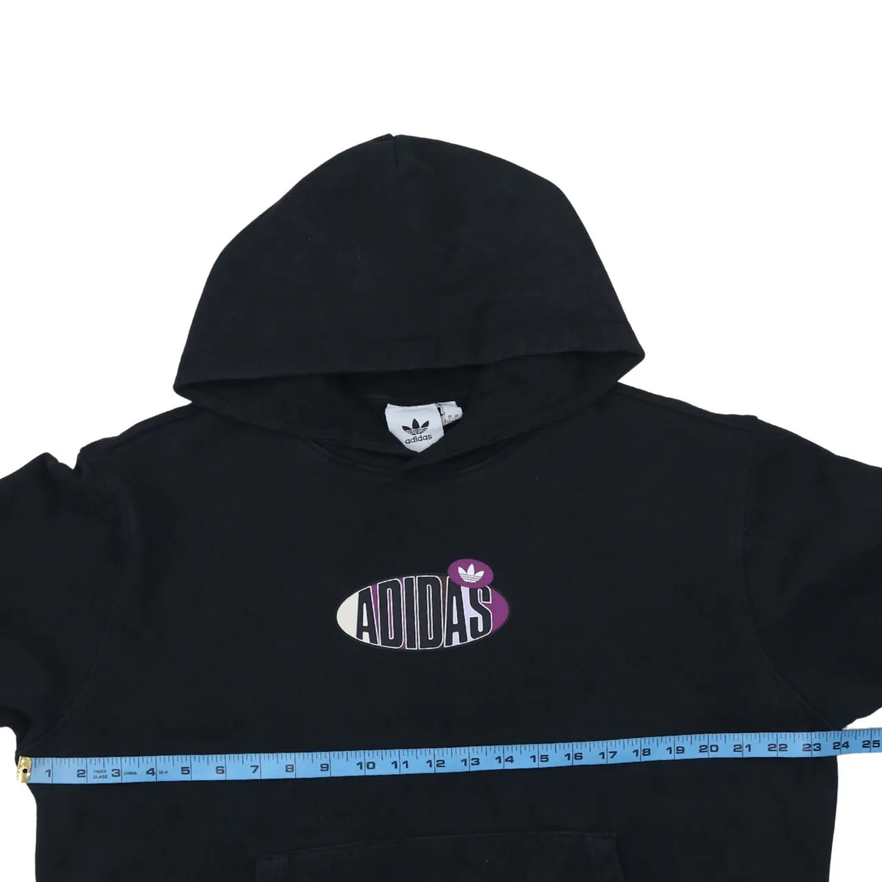 Adidas Black Hoodie Women’s XLarge Printed Logo Front Pocket Pullover Sweatshirt sold by Vintage Club product image thumbnail 5