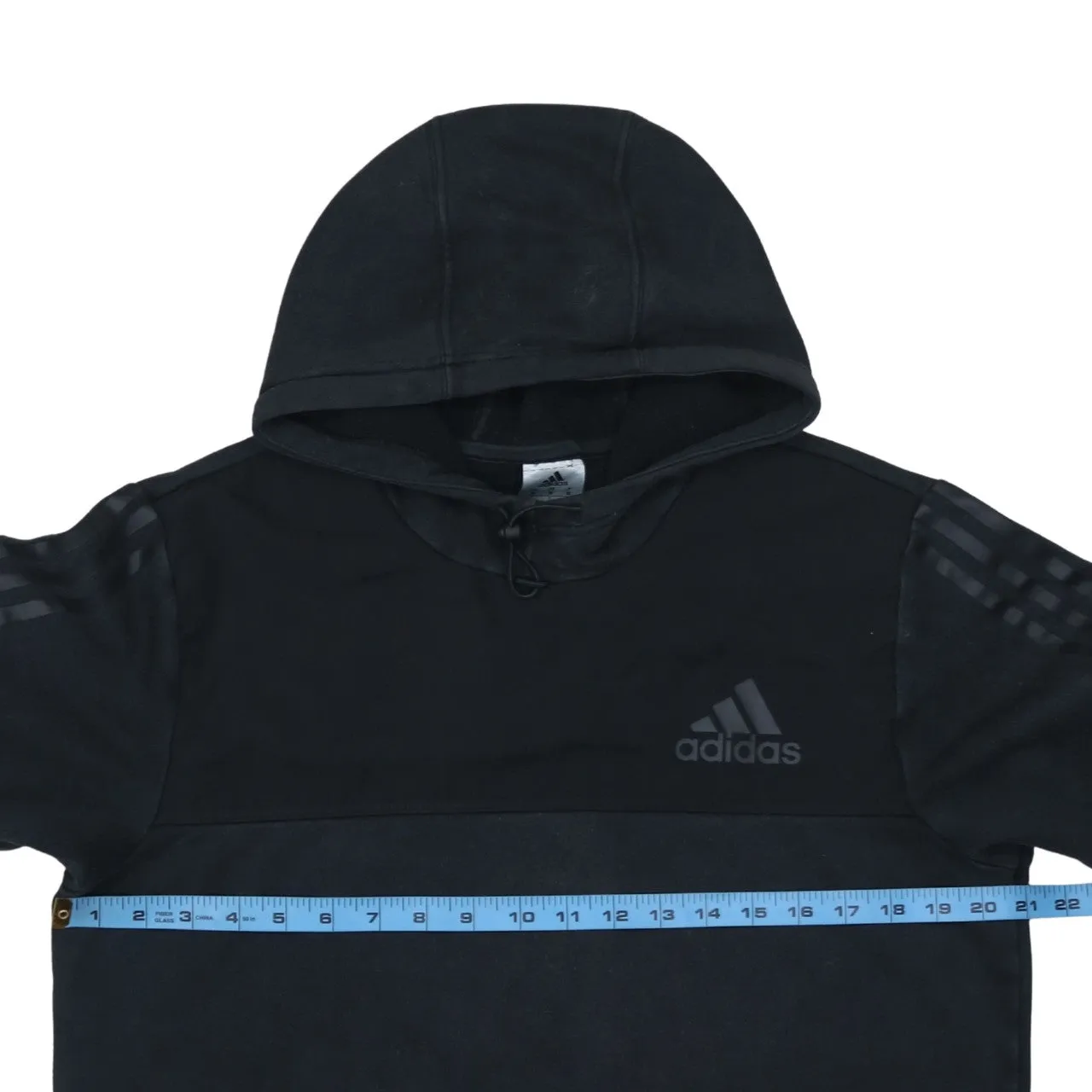 Adidas Black Hoodie Women’s Medium Embroidered Logo Three Stripe Sleeves Pullover Sweatshirt sold by Vintage Club product image thumbnail 5