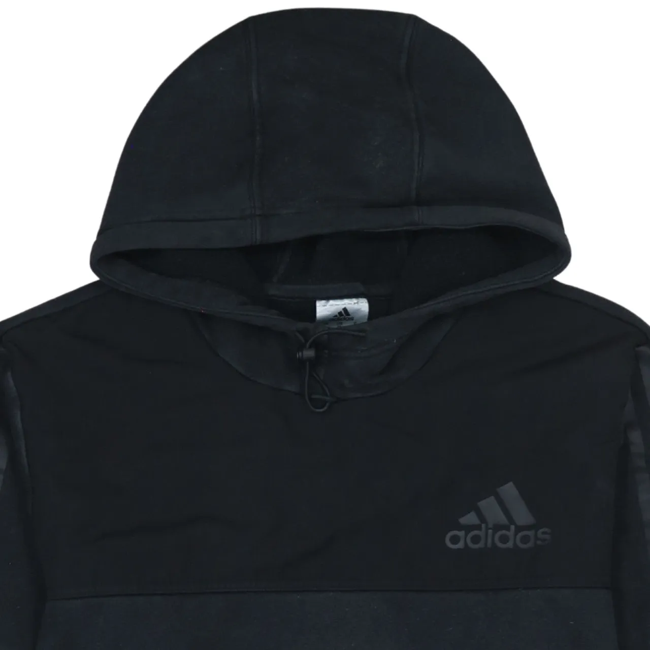 Adidas Black Hoodie Women’s Medium Embroidered Logo Three Stripe Sleeves Pullover Sweatshirt sold by Vintage Club product image thumbnail 3
