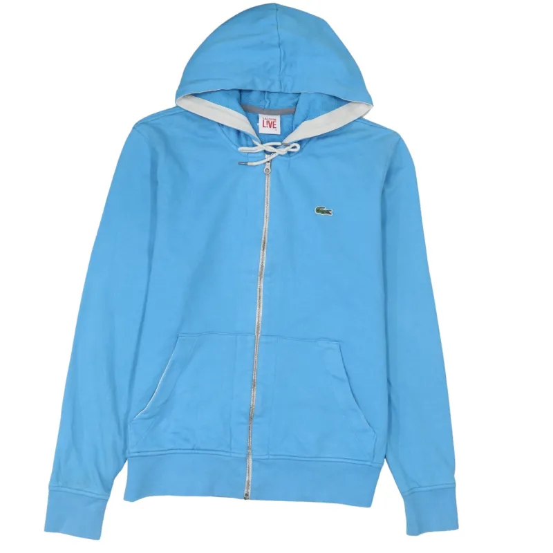 Lacoste Light Blue Hoodie Men's Small Full Zip Embroidered Croc Logo Front Pockets Sweatshirt sold by Vintage Club