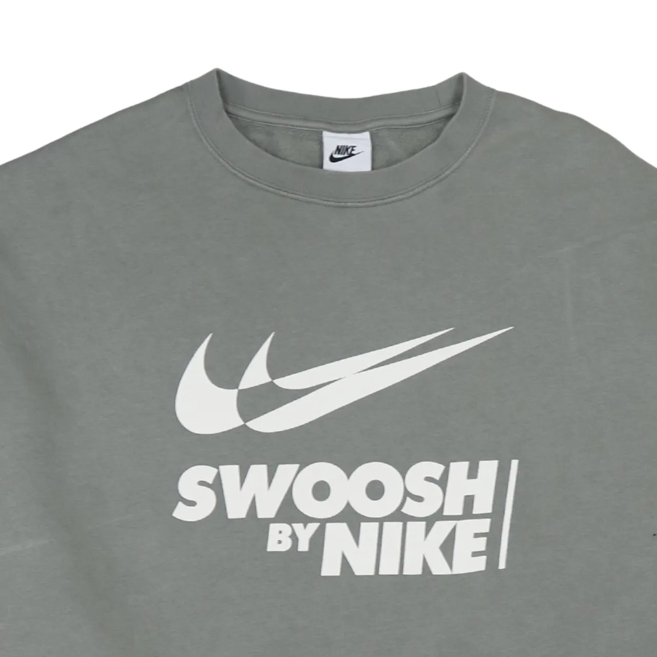 Nike Grey Sweatshirt Men's Medium Printed Swoosh By Nike Logo Crewneck Pullover Fleece Top sold by Vintage Club product image thumbnail 3