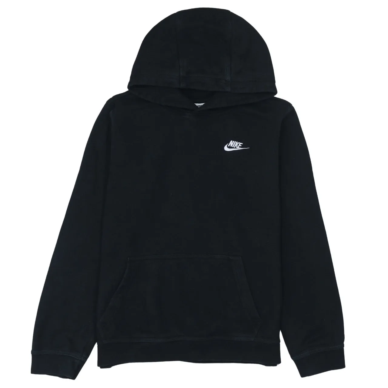 Nike Black Hoodie Women’s XLarge Embroidered Swoosh Logo Front Pocket Pullover Sweatshirt sold by Vintage Club
