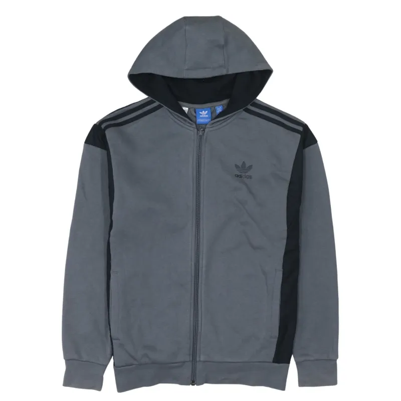 Adidas Grey Full Zip Hoodie Women's Large Trefoil Logo Three Stripe Sleeves Track Top sold by Vintage Club