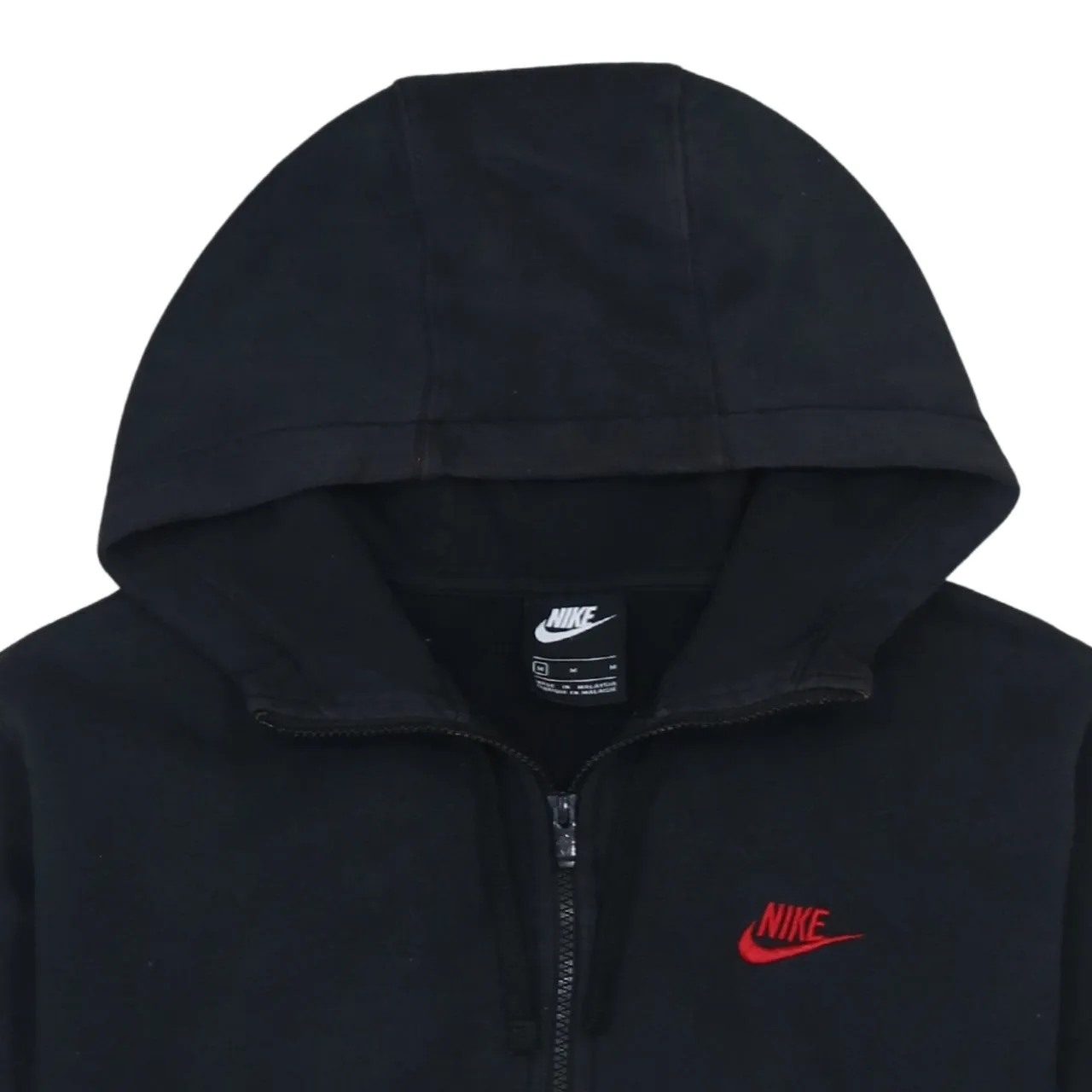 Nike Black Full Zip Hoodie Men’s Medium Red Embroidered Swoosh Split Pocket Sweatshirt sold by Vintage Club product image thumbnail 3