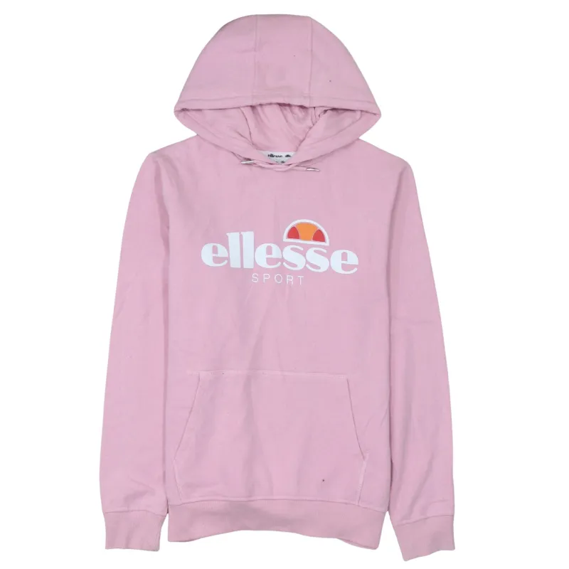 Ellesse Pink Hoodie Women’s Large Printed Sport Logo Front Pouch Pullover Sweatshirt made by Ellesse