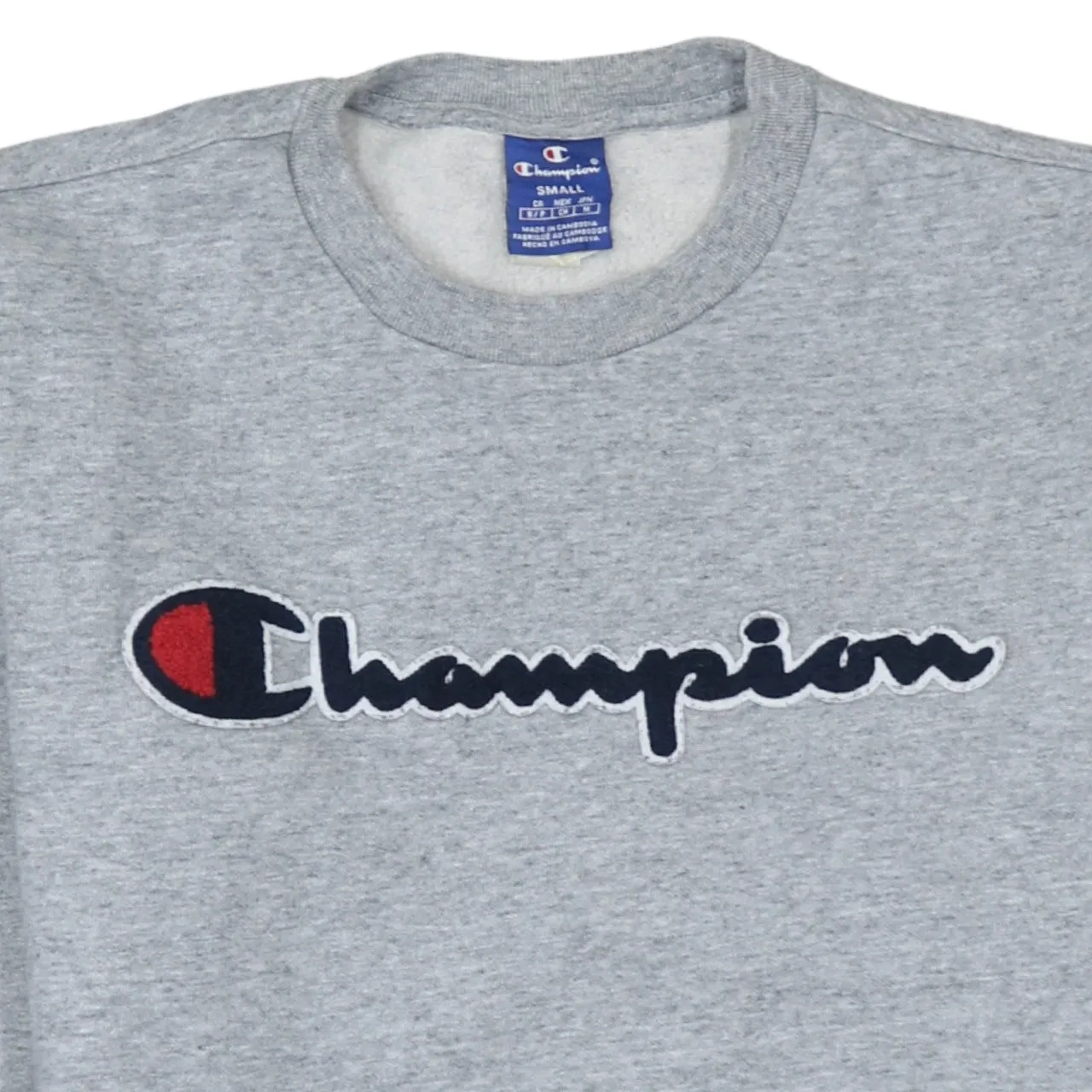 Champion Grey Sweatshirt Men's Small Embroidered Script Logo Crewneck Pullover Fleece Top sold by Vintage Club product image thumbnail 3
