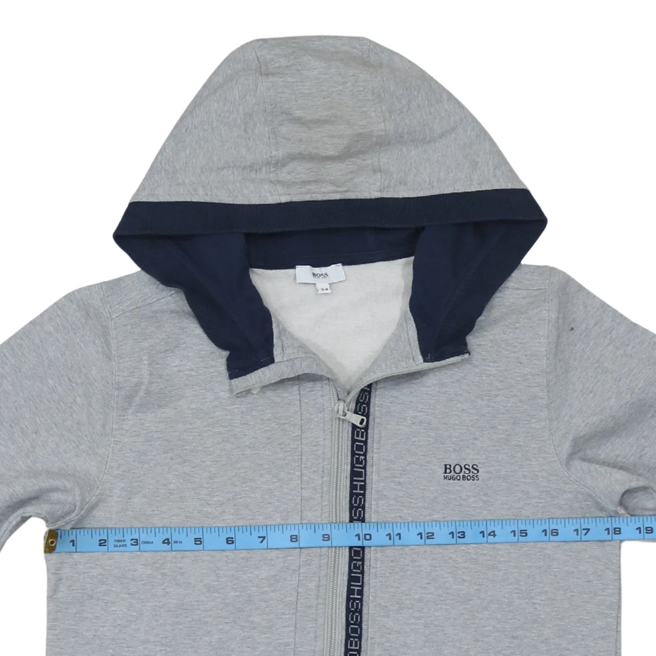 HUGO BOSS Light Grey Hoodie Women’s Medium Full Zip Logo Tape Pockets Sweatshirt sold by Vintage Club product image thumbnail 5