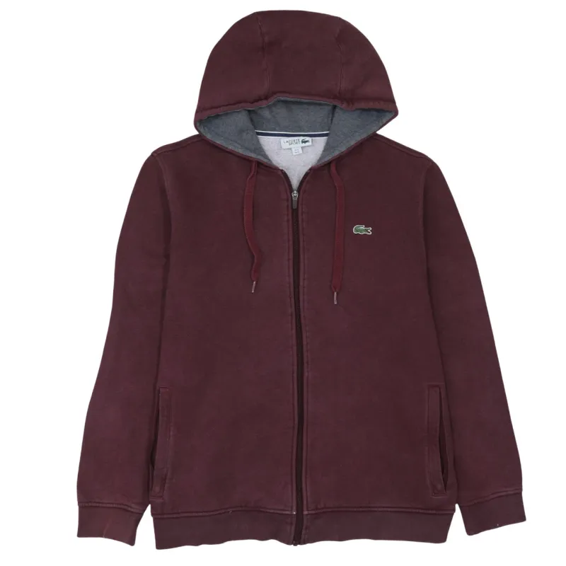 Lacoste Burgundy Red Hoodie Women’s XLarge Full Zip Embroidered Croc Logo Pockets Sweatshirt made by Lacoste