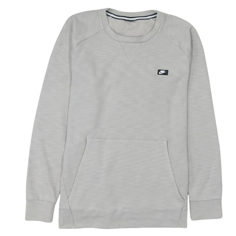 Nike Light Grey Sweatshirt Men's Large Embroidered Chest Logo Front Pouch Crewneck Pullover made by Nike