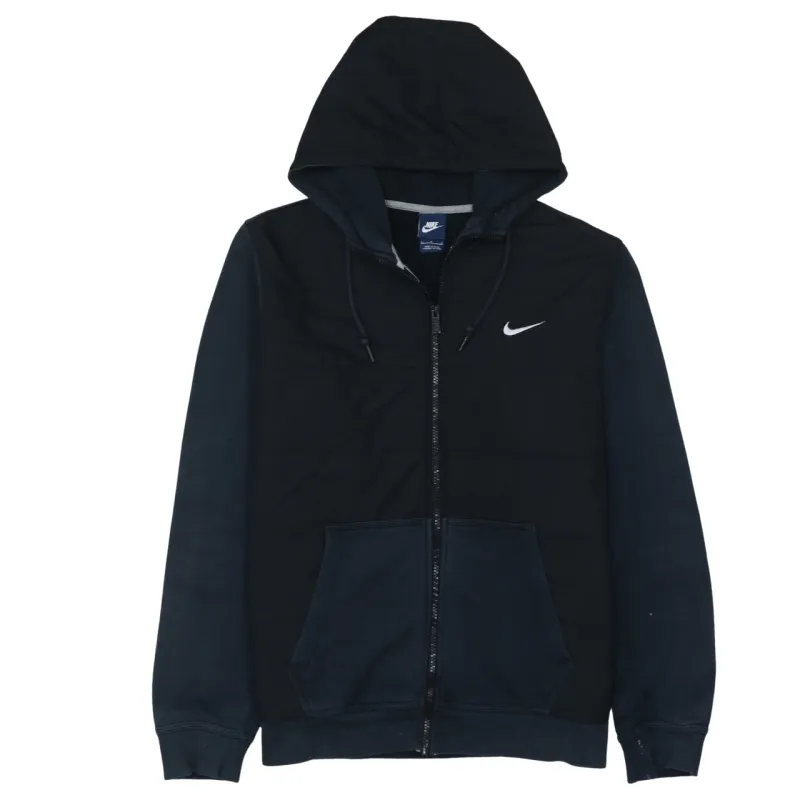 Nike Black Full Zip Hoodie Men's Large Embroidered Swoosh Padded Front Pocket Sweatshirt made by Nike