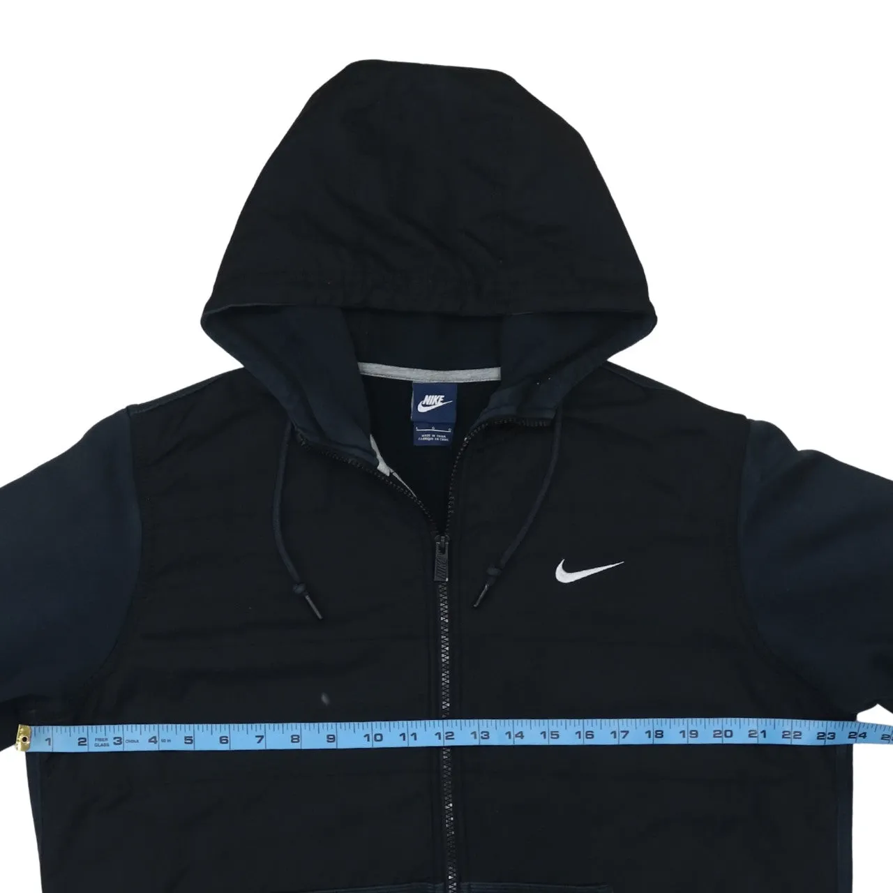 Nike Black Full Zip Hoodie Men's Large Embroidered Swoosh Padded Front Pocket Sweatshirt sold by Vintage Club product image thumbnail 5