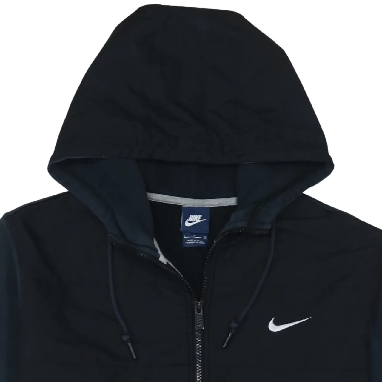 Nike Black Full Zip Hoodie Men's Large Embroidered Swoosh Padded Front Pocket Sweatshirt sold by Vintage Club product image thumbnail 3