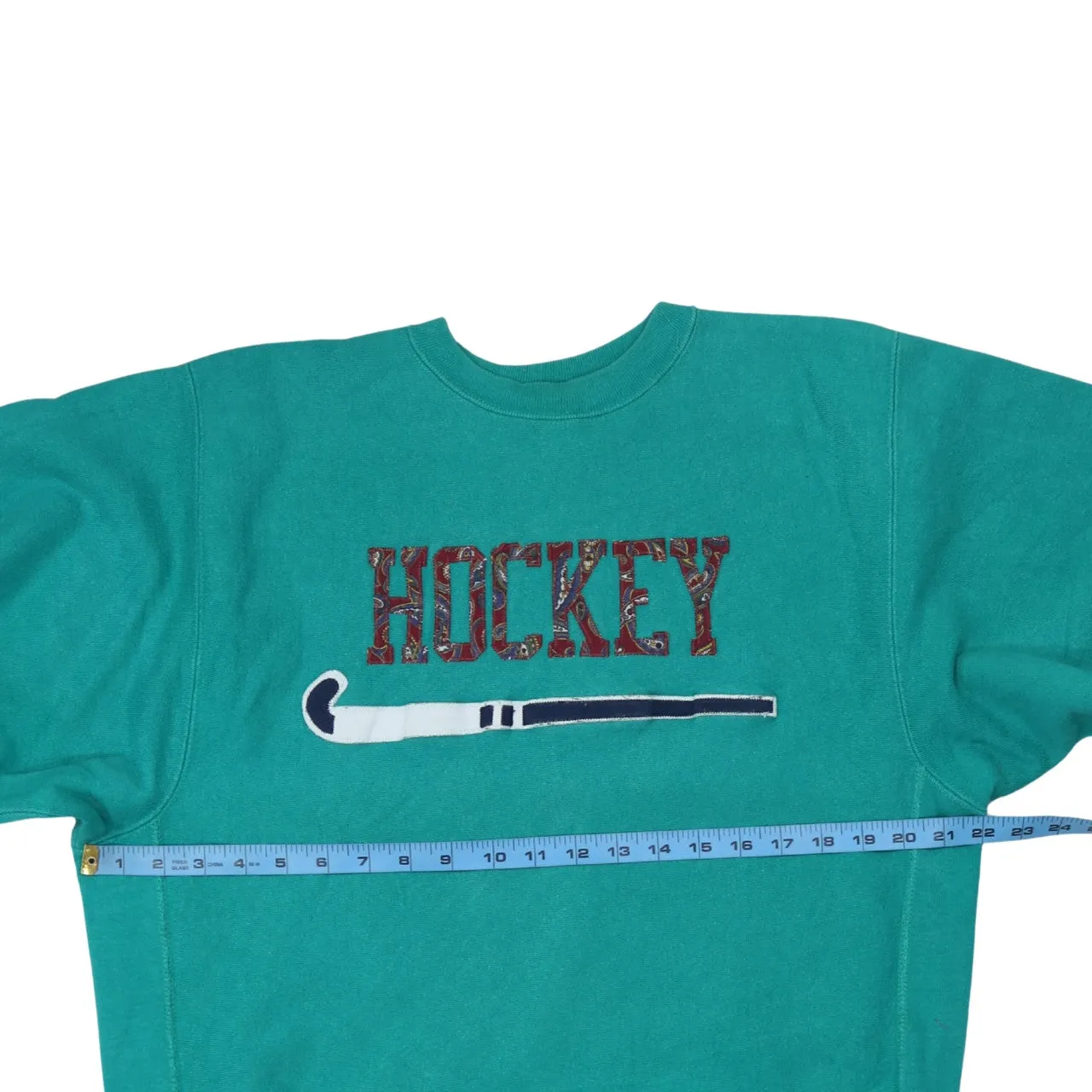 Champion Teal Green Sweatshirt Women's XLarge Embroidered Hockey Graphic Crewneck Pullover Fleece Top sold by Vintage Club product image thumbnail 5
