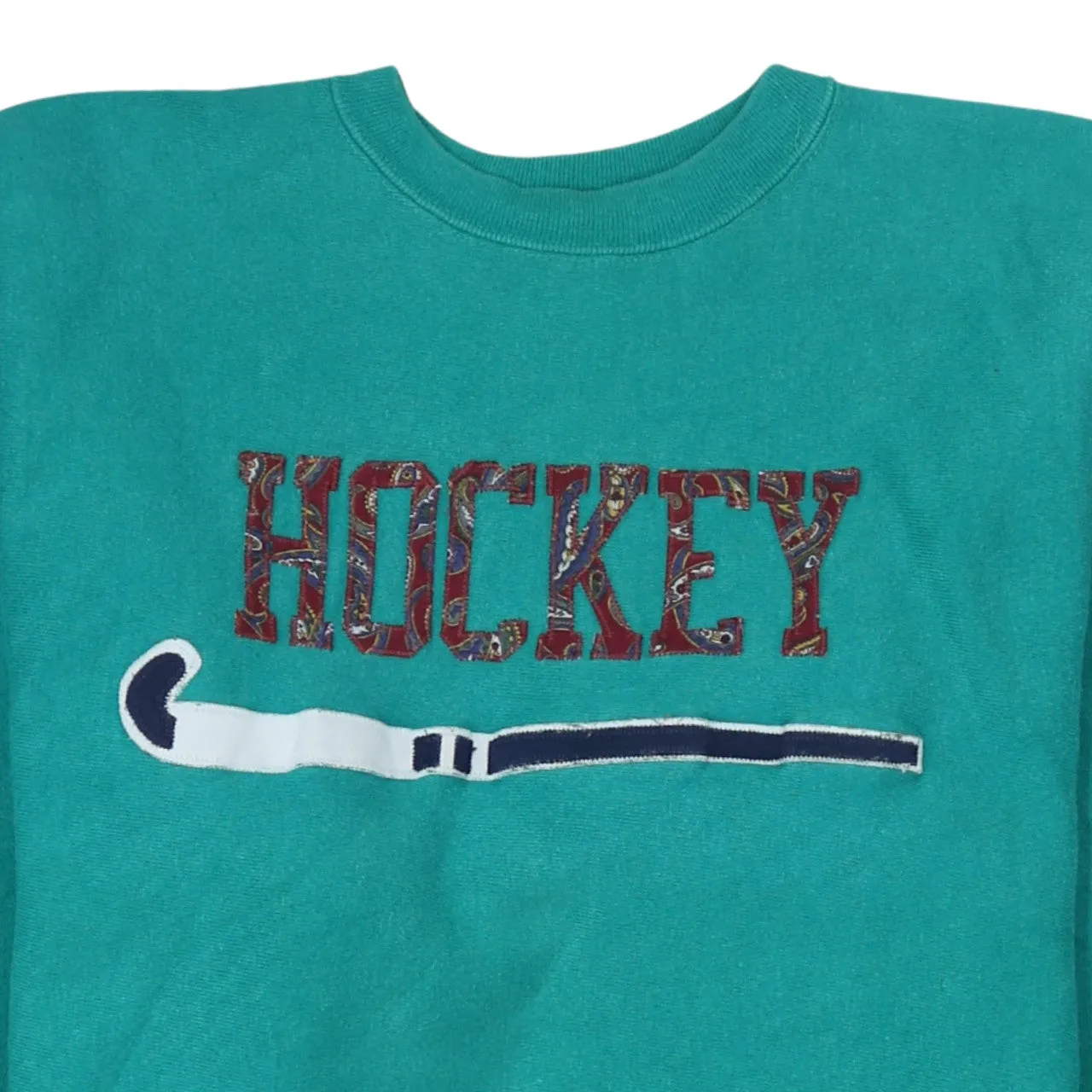 Champion Teal Green Sweatshirt Women's XLarge Embroidered Hockey Graphic Crewneck Pullover Fleece Top sold by Vintage Club product image thumbnail 3