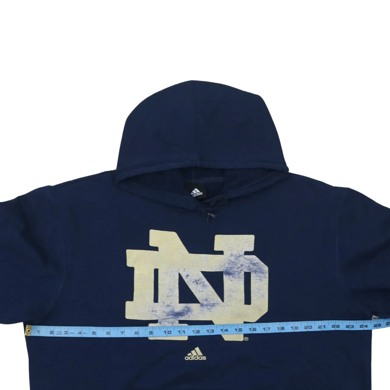 Adidas Navy Blue Hoodie Men's Large Notre Dame Printed Logo Pullover Sweatshirt Fleece sold by Vintage Club product image thumbnail 5