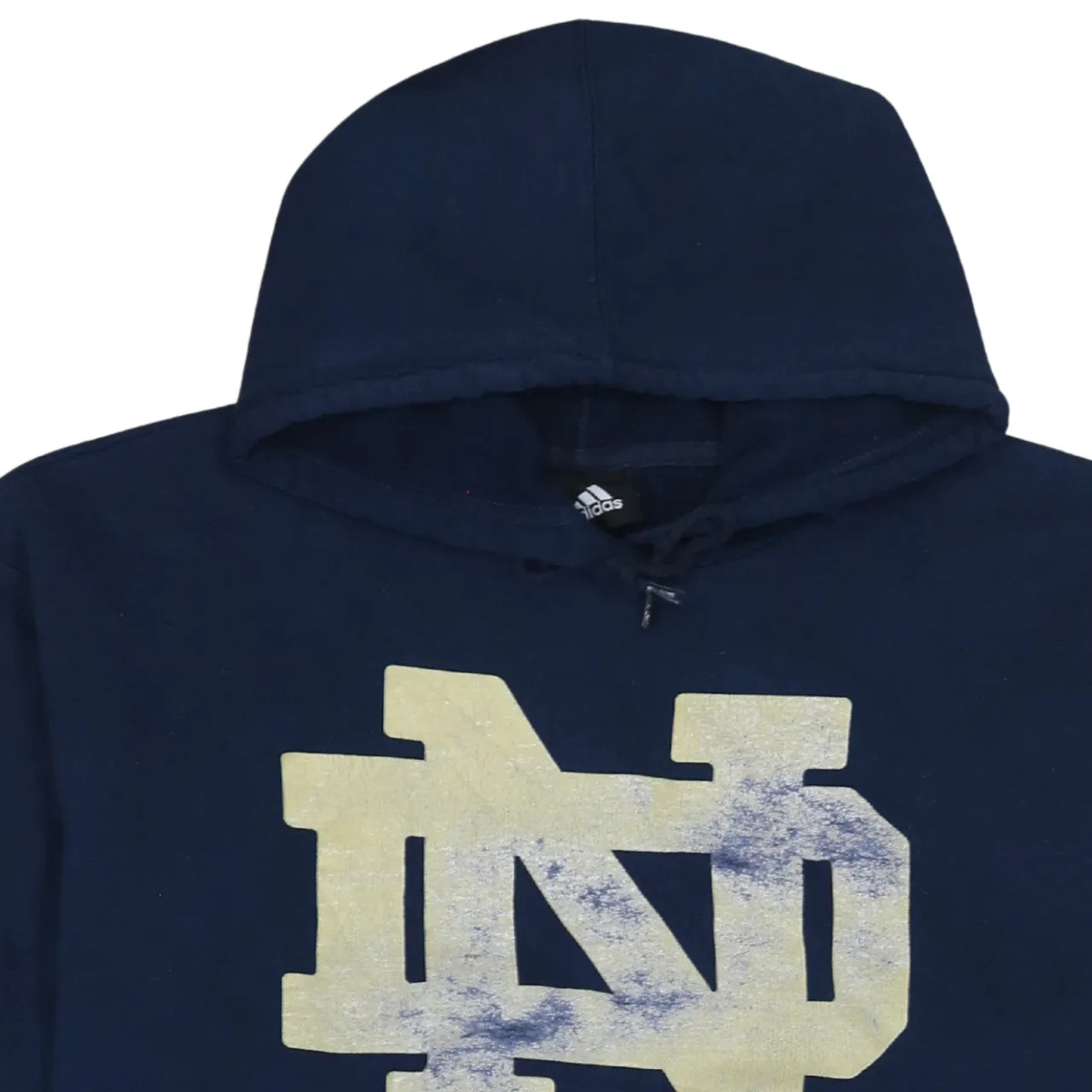 Adidas Navy Blue Hoodie Men's Large Notre Dame Printed Logo Pullover Sweatshirt Fleece sold by Vintage Club product image thumbnail 3