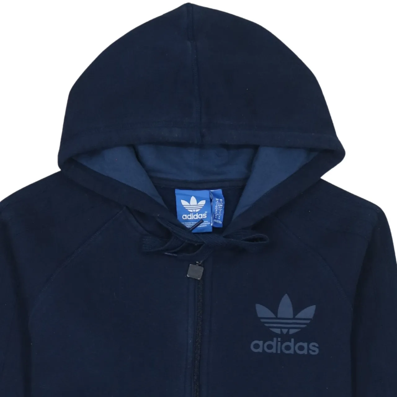 Adidas Navy Blue Hoodie Men's Small Trefoil Logo Full Zip Three Stripe Sleeves Sweatshirt sold by Vintage Club product image thumbnail 3