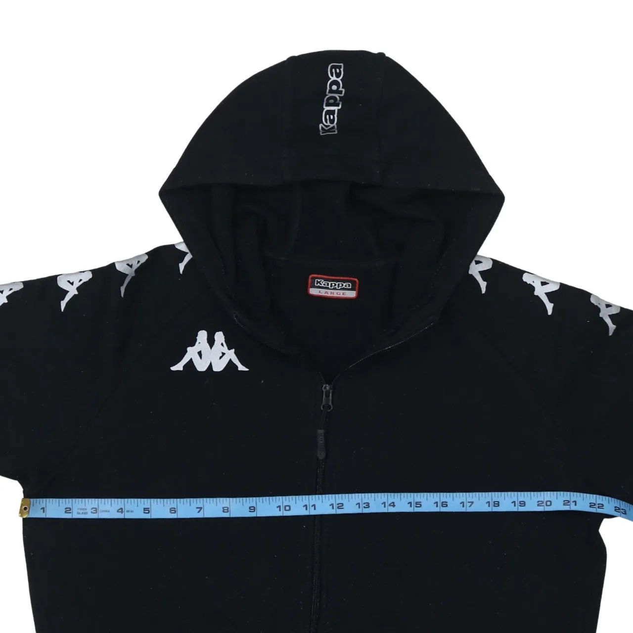 Kappa Black Full Zip Hoodie Women's Large Logo Taped Sleeves Fleece Sweatshirt sold by Vintage Club product image thumbnail 5