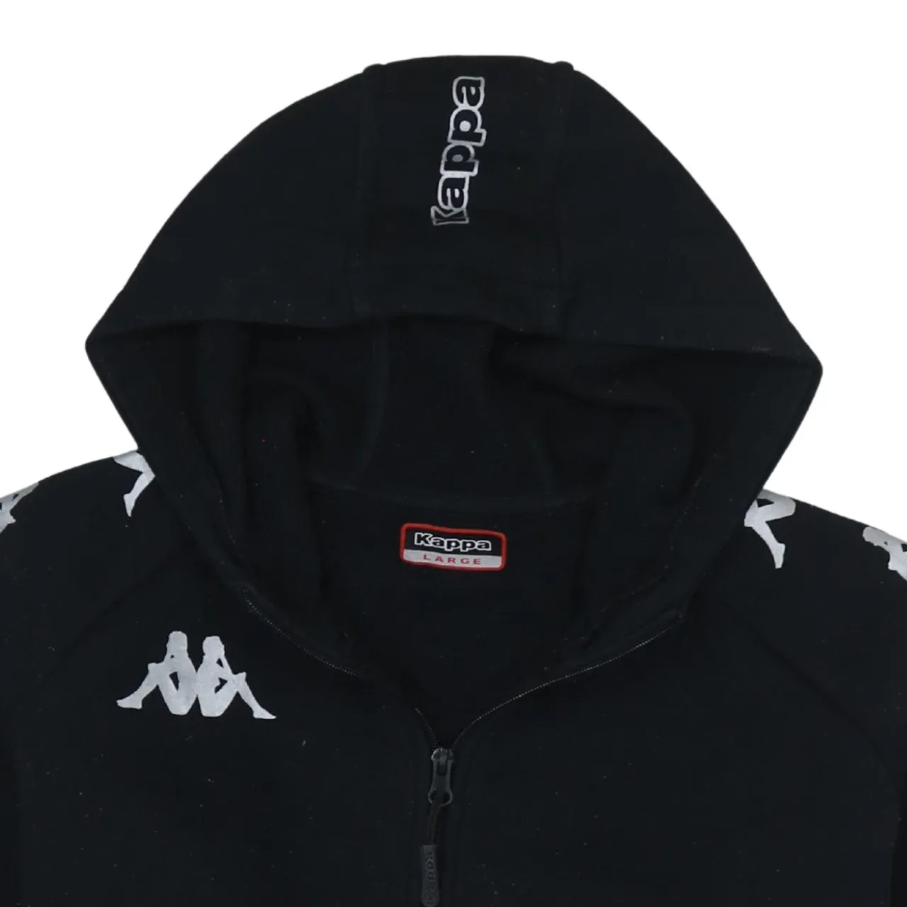 Kappa Black Full Zip Hoodie Women's Large Logo Taped Sleeves Fleece Sweatshirt sold by Vintage Club product image thumbnail 3