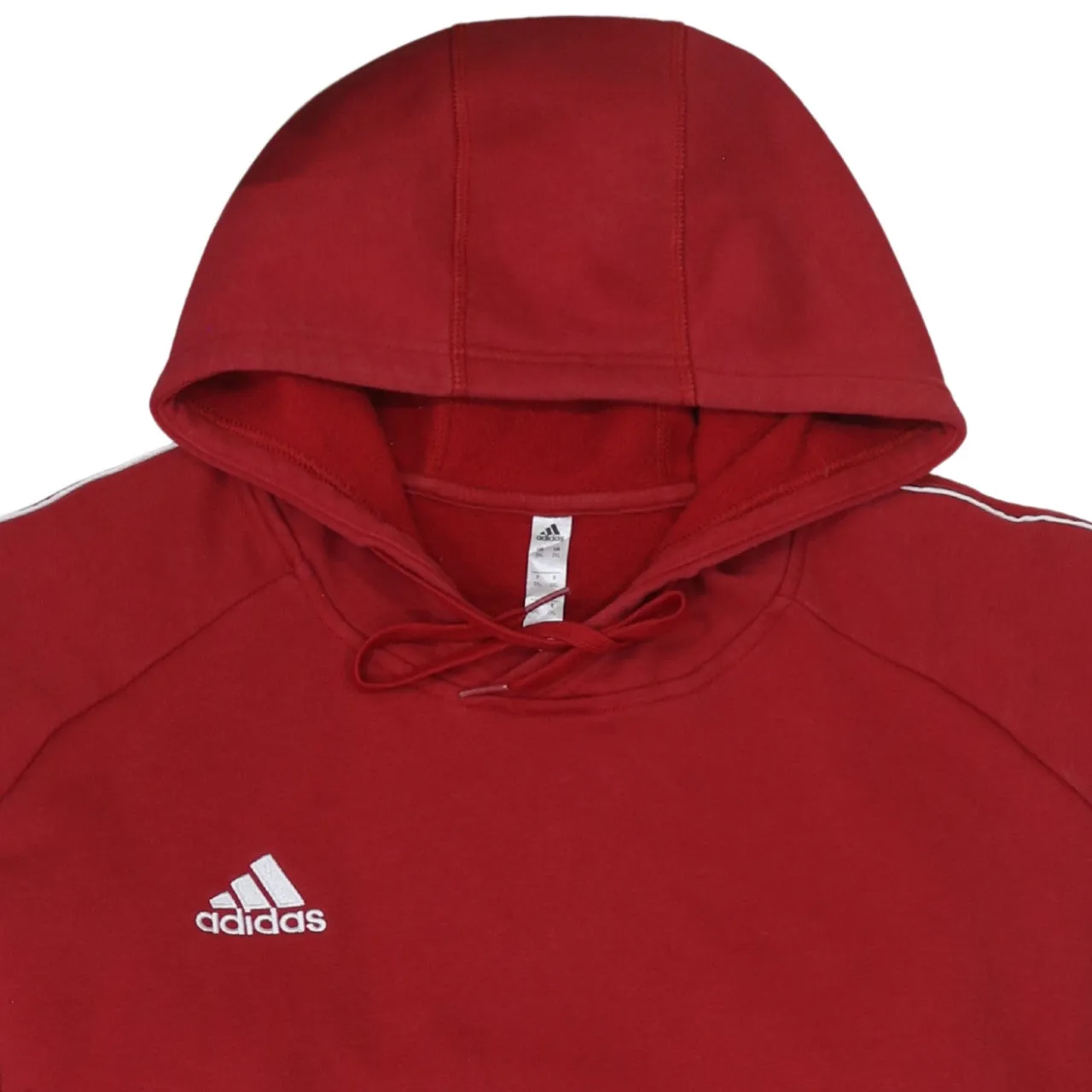 Adidas Burgundy Red Hoodie Women’s XXLarge Embroidered Logo Stripe Sleeves Pouch Pocket Pullover sold by Vintage Club product image thumbnail 3