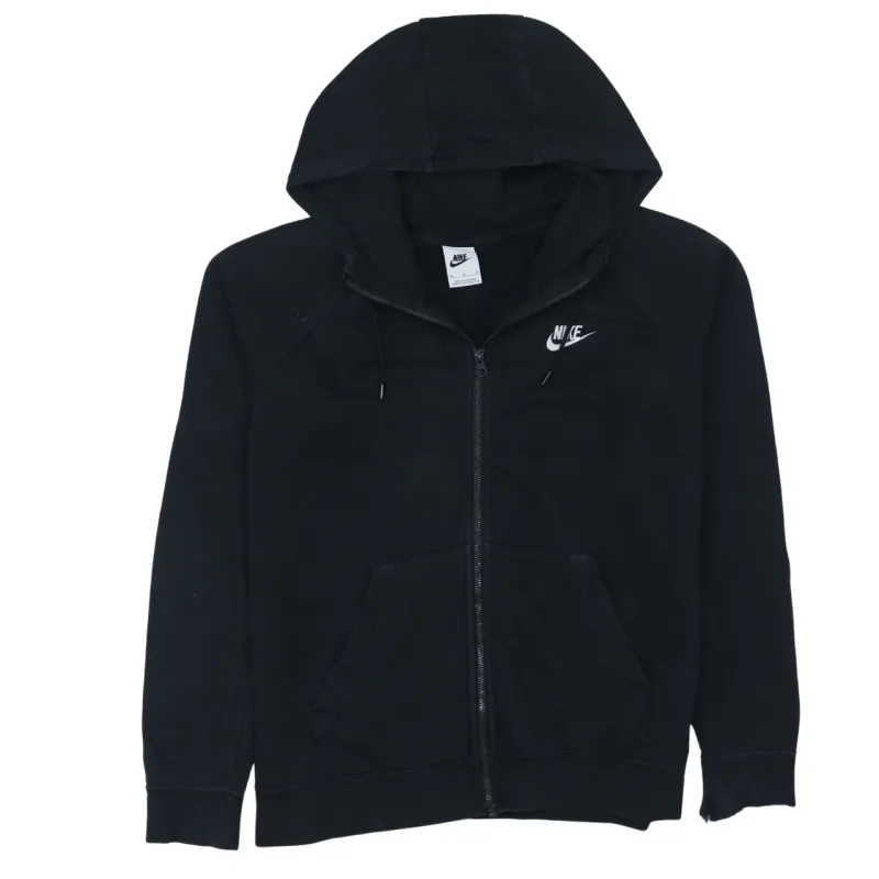 Nike Black Full Zip Hoodie Men's Medium Printed Chest Logo Split Pocket Sweatshirt sold by Vintage Club