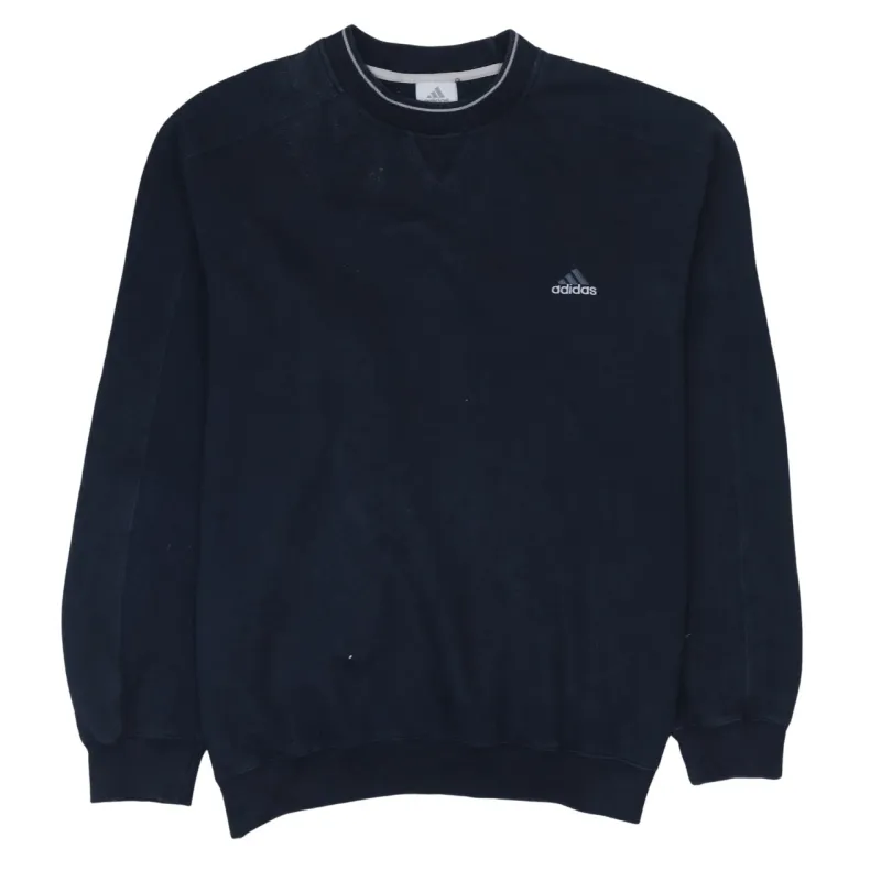 Adidas Navy Blue Sweatshirt Men's XLarge Embroidered Chest Logo Crewneck Pullover Top sold by Vintage Club