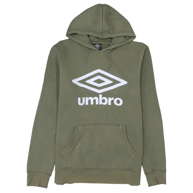 Umbro Khaki Green Hoodie Women’s Medium Printed Logo Front Pouch Pocket Pullover Sweatshirt sold by Vintage Club