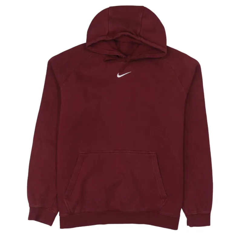 Nike Burgundy Red Hoodie Men's Large Embroidered Swoosh Logo Tape Sleeve Pullover Sweatshirt sold by Vintage Club