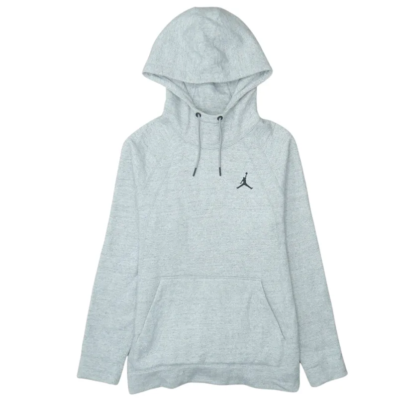 Jordan Light Grey Hoodie Women’s Medium Embroidered Jumpman Logo Front Pocket Pullover Sweatshirt sold by Vintage Club