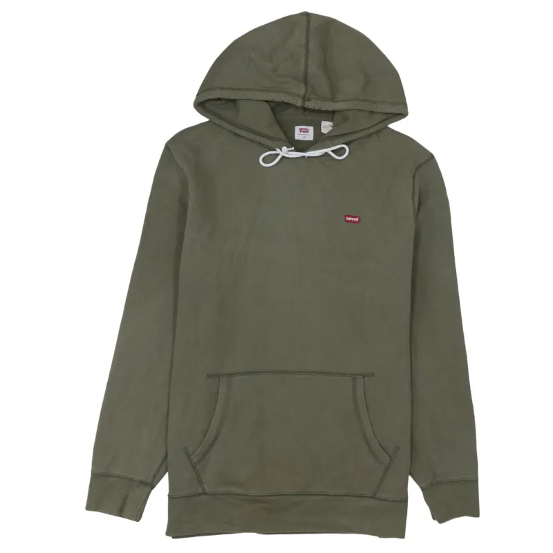 Levi's Khaki Green Hoodie Men's Medium Small Logo Chest Pocket Pullover Sweatshirt sold by Vintage Club