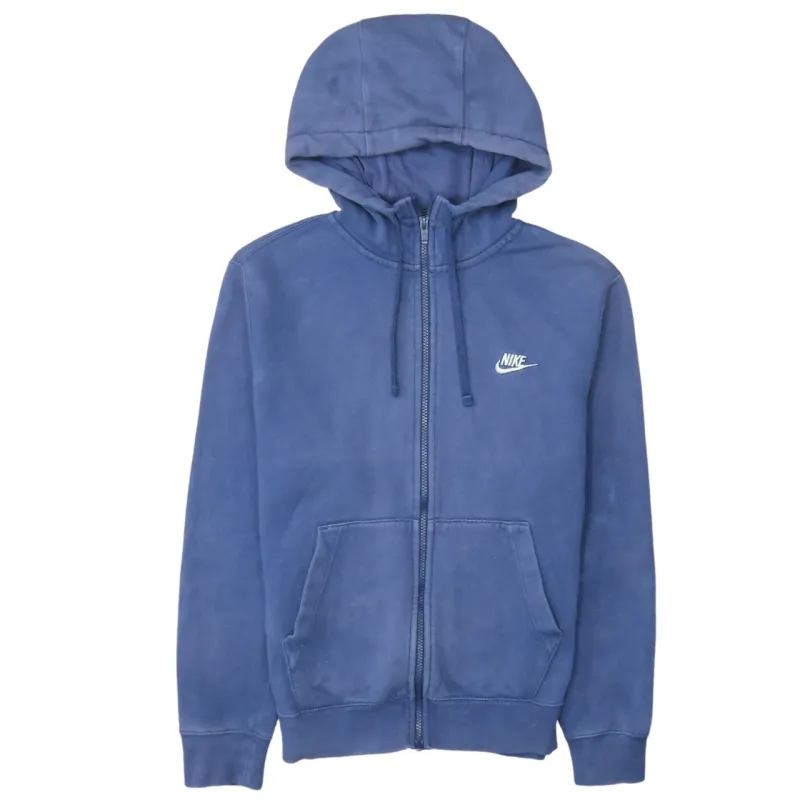 Nike Navy Blue Hoodie Men's Small Full Zip Embroidered Swoosh Split Pocket Sweatshirt sold by Vintage Club