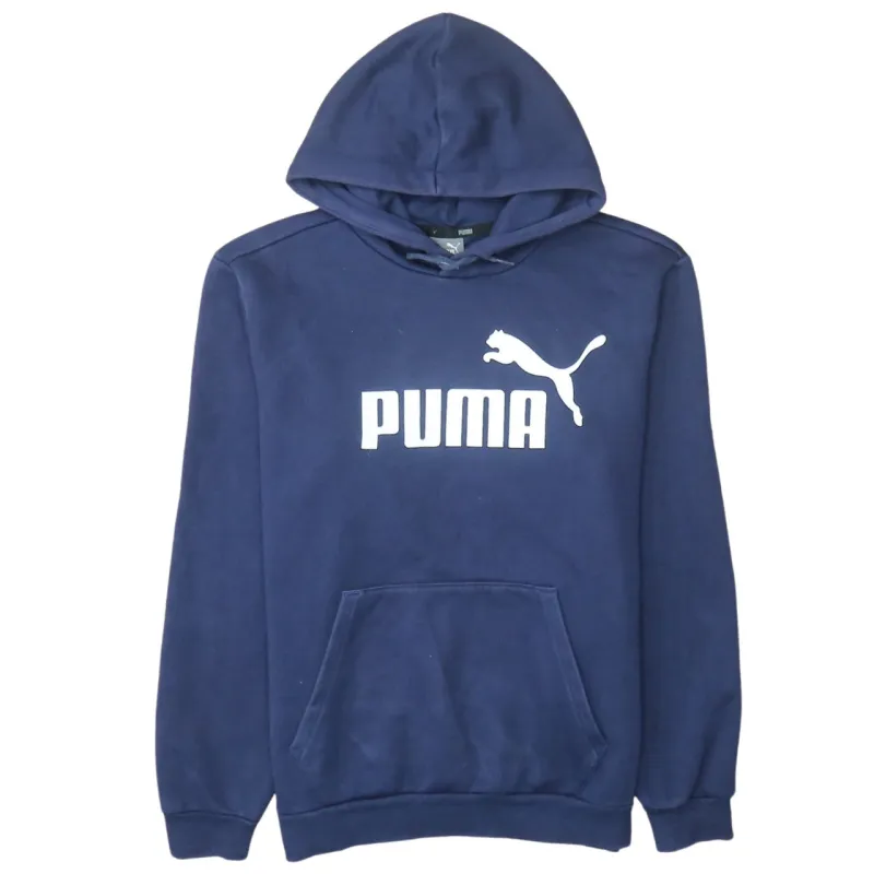 Puma Navy Blue Hoodie Men's Medium Printed Logo Front Pocket Pullover Sweatshirt sold by Vintage Club