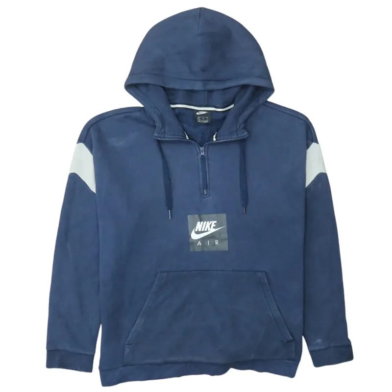 Nike Navy Blue Hoodie Men’s XLarge Half Zip Printed Nike Air Logo Kangaroo Pocket Pullover sold by Vintage Club