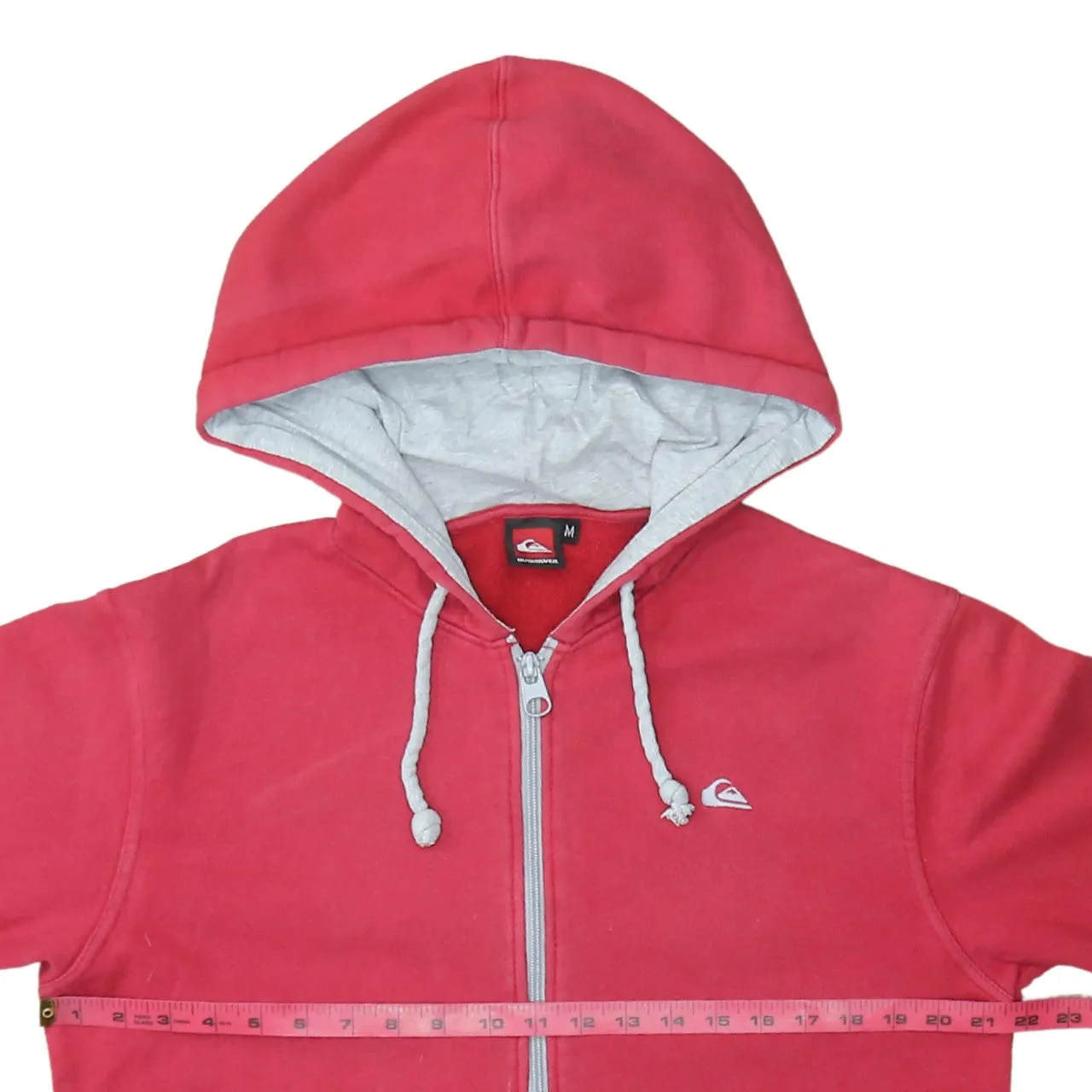 Quiksilver Red Zip Hoodie Men's Medium Embroidered Chest Logo Split Pocket Fleece Top sold by Vintage Club product image thumbnail 5