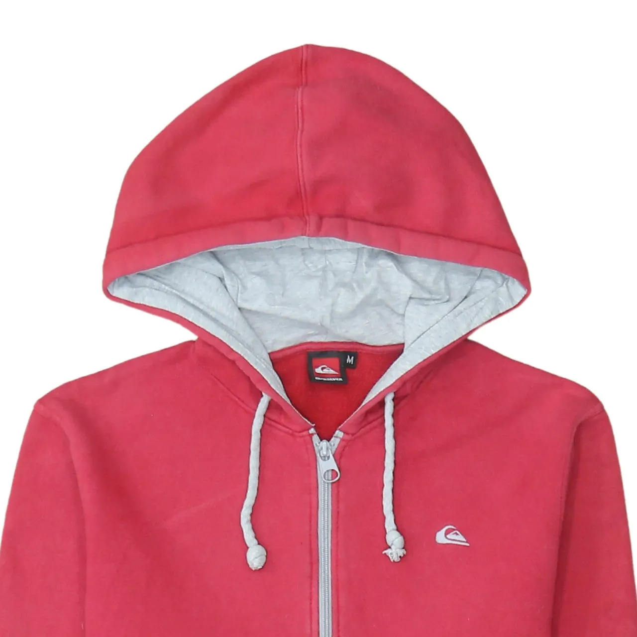 Quiksilver Red Zip Hoodie Men's Medium Embroidered Chest Logo Split Pocket Fleece Top sold by Vintage Club product image thumbnail 3