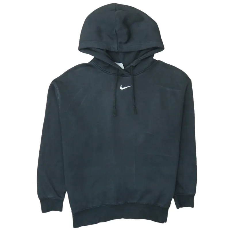 Nike Black Hoodie Men's Small Embroidered Swoosh Pullover Fleece Lined Sweatshirt sold by Vintage Club