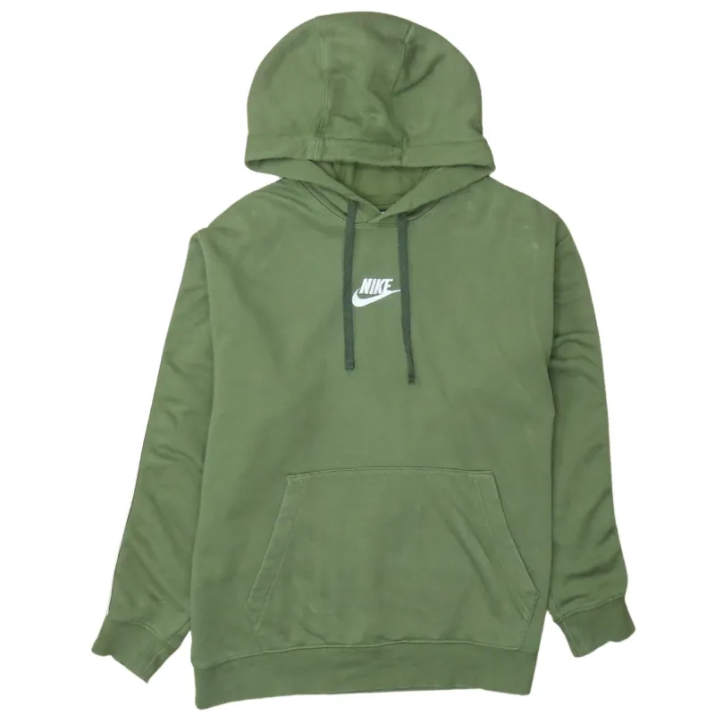 Nike Olive Green Hoodie Women’s Large Embroidered Swoosh Logo Taped Sleeve Pullover Sweatshirt made by Nike