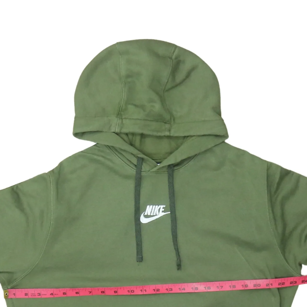 Nike Olive Green Hoodie Women’s Large Embroidered Swoosh Logo Taped Sleeve Pullover Sweatshirt sold by Vintage Club product image thumbnail 5