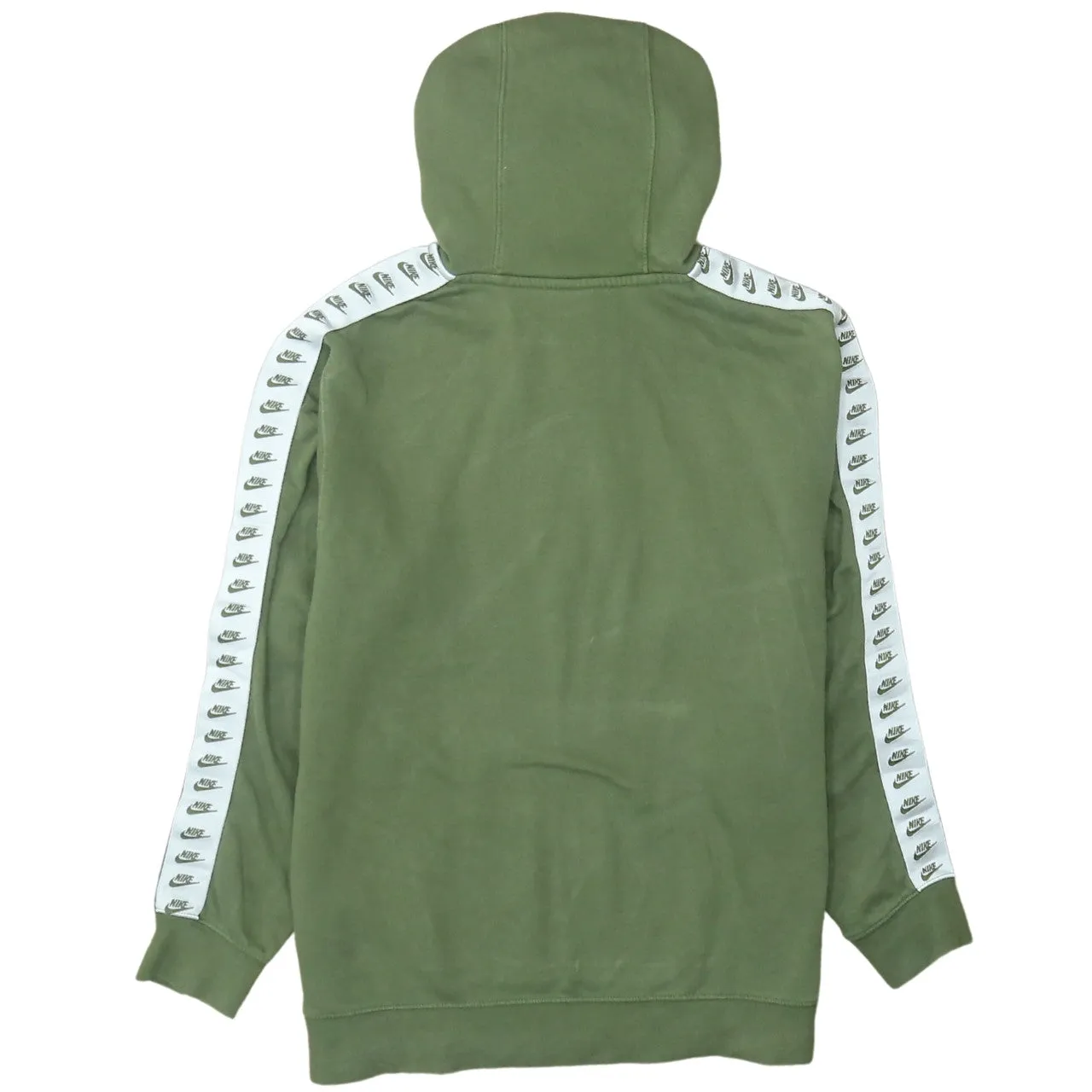 Nike Olive Green Hoodie Women’s Large Embroidered Swoosh Logo Taped Sleeve Pullover Sweatshirt sold by Vintage Club product image thumbnail 2