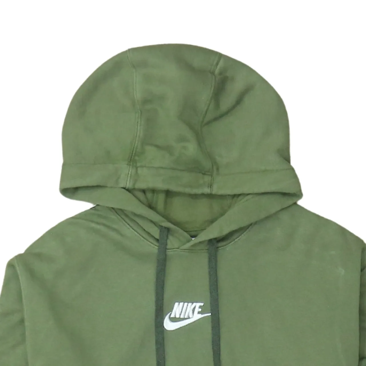 Nike Olive Green Hoodie Women’s Large Embroidered Swoosh Logo Taped Sleeve Pullover Sweatshirt sold by Vintage Club product image thumbnail 3