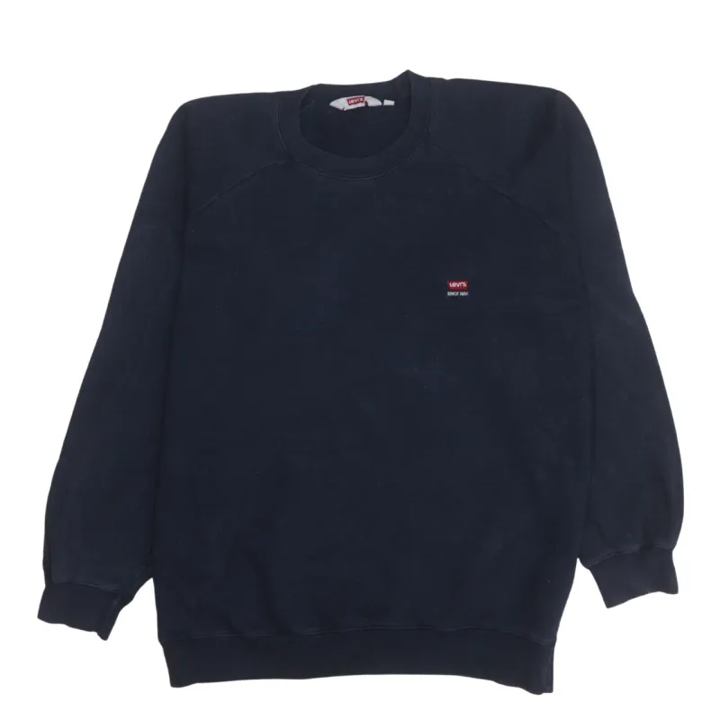 Levi's Navy Blue Sweatshirt Men's Large Embroidered Chest Logo Crewneck Pullover Fleece Top made by Levi's
